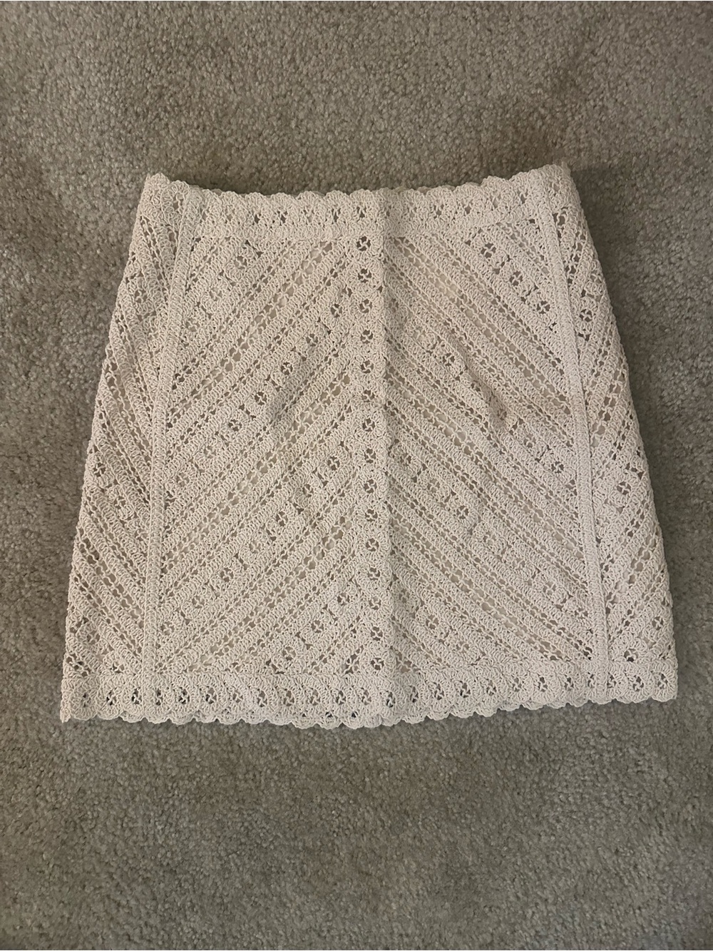 Sezane Malia Cream Crochet Mini Skirt